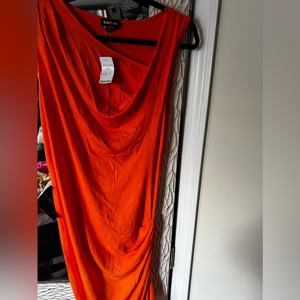 Bebe Orange Midi Dress